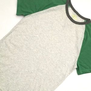 American Eagle Gray Fern Green Raglan Tee - S